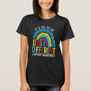 T-shirt C'est Ok D'être Différent Léopard Arc-en-ciel Auti