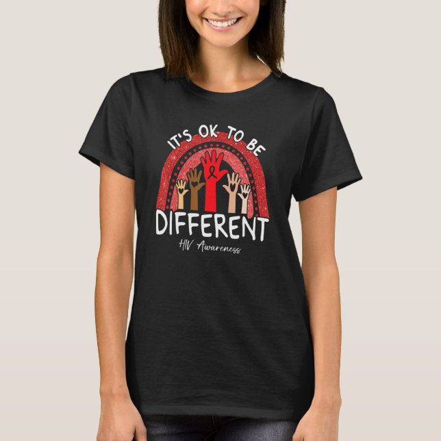 T-shirt C'est Ok D'être Différent VIH Sensibilisation Roug (Devant)