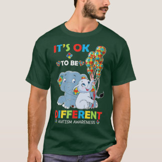 T-shirt C'est OK d'être un autre éléphant Puzzle Autism Aw