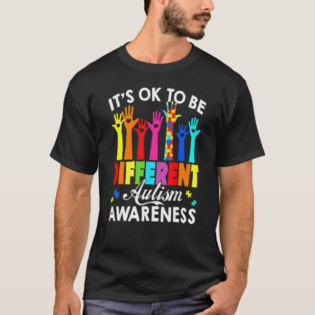 T-shirt C'est Ok Pour Être Différent Autism Awareness Puzz (Devant)