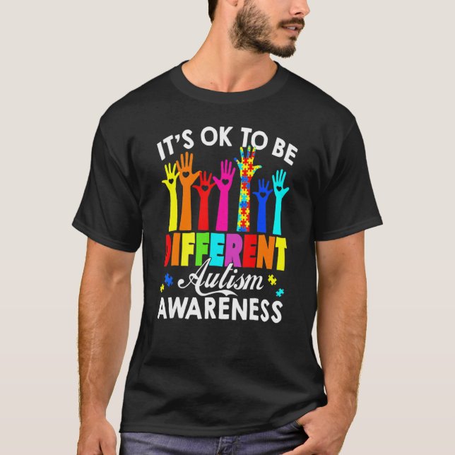 T-shirt C'est Ok Pour Être Différent Autism Awareness Puzz (Devant)