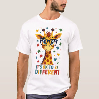 T-shirt C'est Ok Pour Être Différent Girafe Autisme Sensib