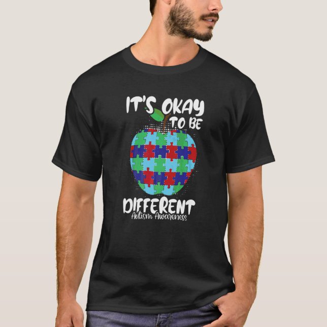 T-shirt C'est Ok Pour Être Différent Pomme Sensibilisation (Devant)