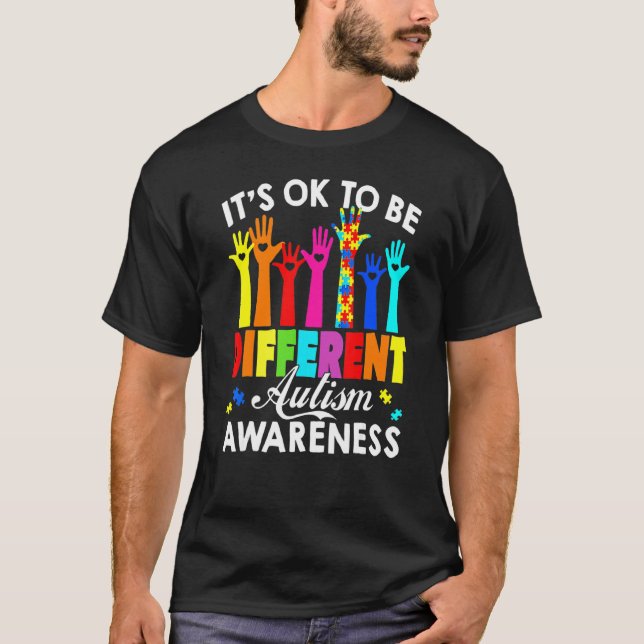 T-shirt C'est Ok Pour Être Différent Puzzle De La Main De  (Devant)