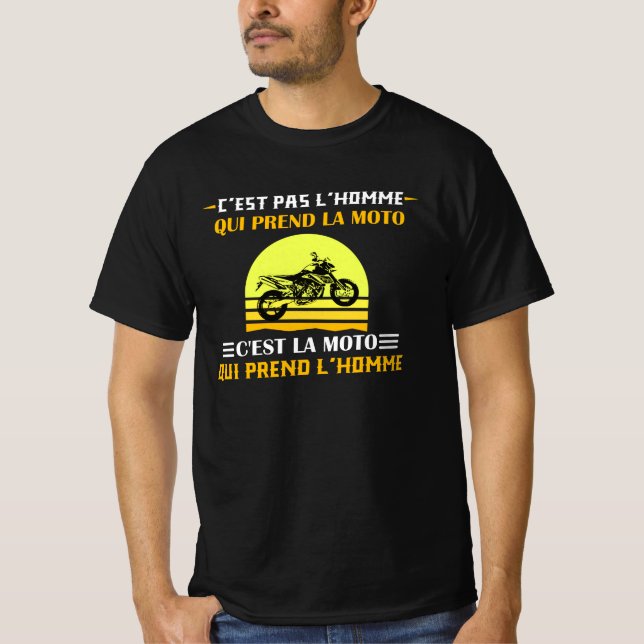 T-shirt C'est pas l'homme moto cadeau motard message (Devant)