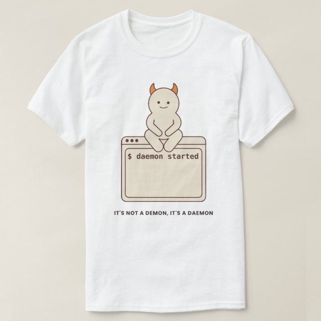T-shirt C'est pas un démon c'est un daemon drôle Linux bla (Design devant)