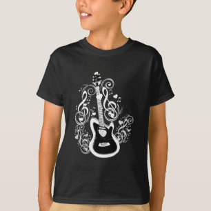 T-shirt C'est Rock,Blanches notes de musique&Guitare_