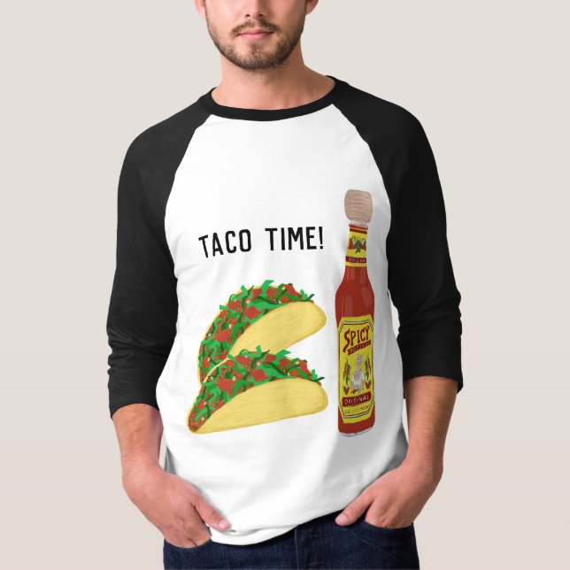 T-shirt C'EST TACO TIME tacos mignons sauce chaude (Devant)