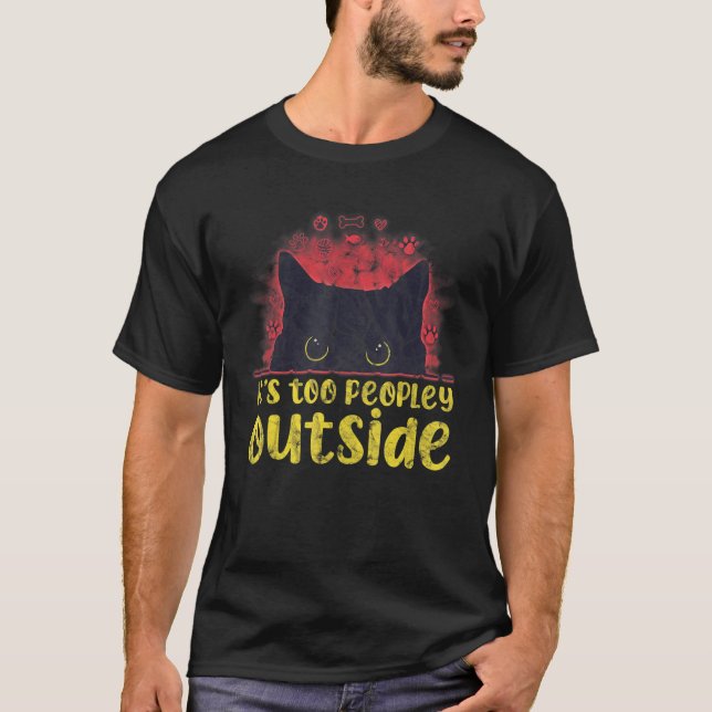 T-shirt C'est Trop Peuplé Dehors Chat Introverti (Devant)