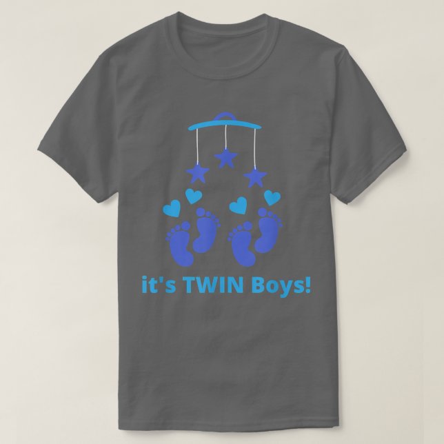T-shirt C'est Twin Boys Genre Reveal Twins Cute Blue Feet (Design devant)