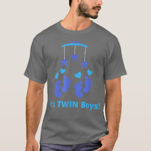 T-shirt C'est Twin Boys Genre Reveal Twins Cute Blue Feet