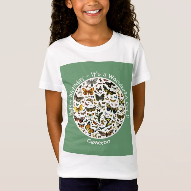 T-Shirt C'est un anniversaire papillon, collage d'objets p (Devant)