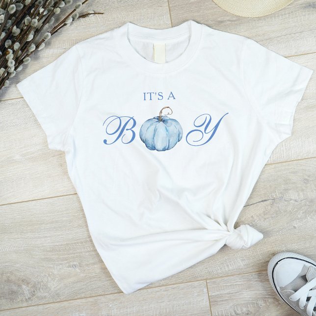 T-shirt C'est un Garçon Citrouille Bleue (Créateur téléchargé)