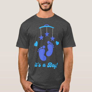 T-shirt C'est un garçon Genre Révéler Mère Fécondité Bleu