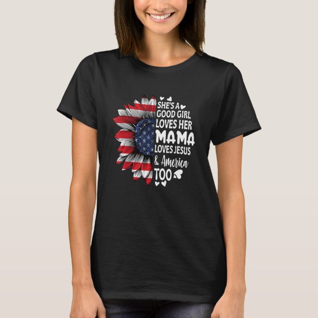 T-shirt C'est une bonne fille qui aime sa mère Jésus Améri (Devant)