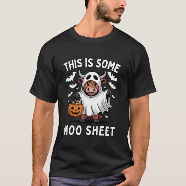 T-shirt C'est une feuille de moo d'Halloween de vache fant (Devant)