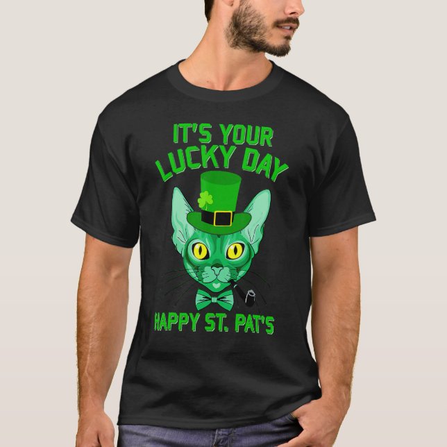 T-shirt C'est votre jour de chance Sphynx Chat  St Patrick (Devant)