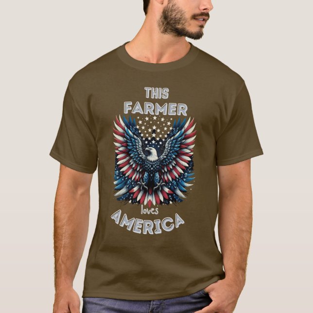 T-shirt Cet Agriculteur Aime L'Aigle Patriotique Américain (Devant)
