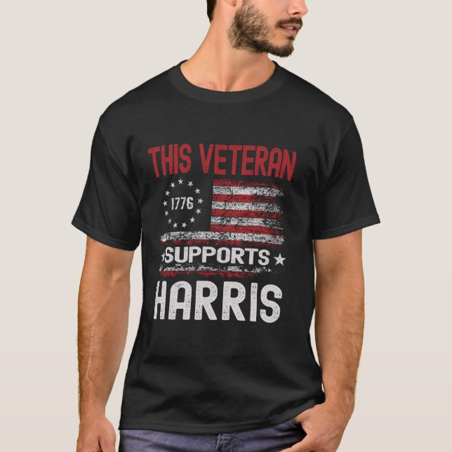 T-shirt Cet vétéran soutient Harris American USA Flag Kam (Devant)