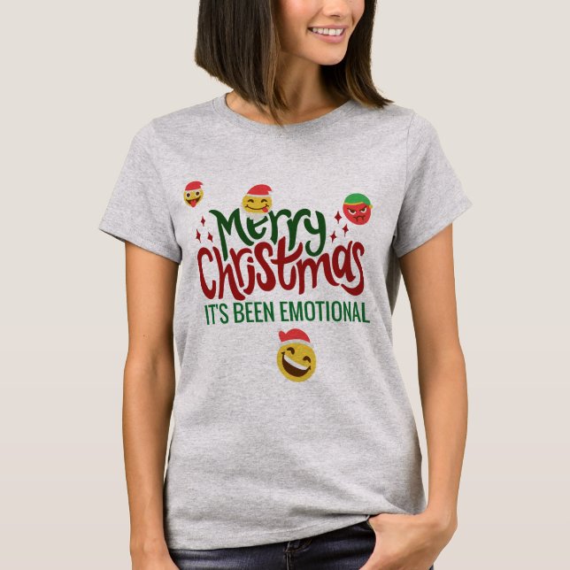 T-shirt C'Était Émotionnel Joyeux Noël Drôle Emoji (Devant)