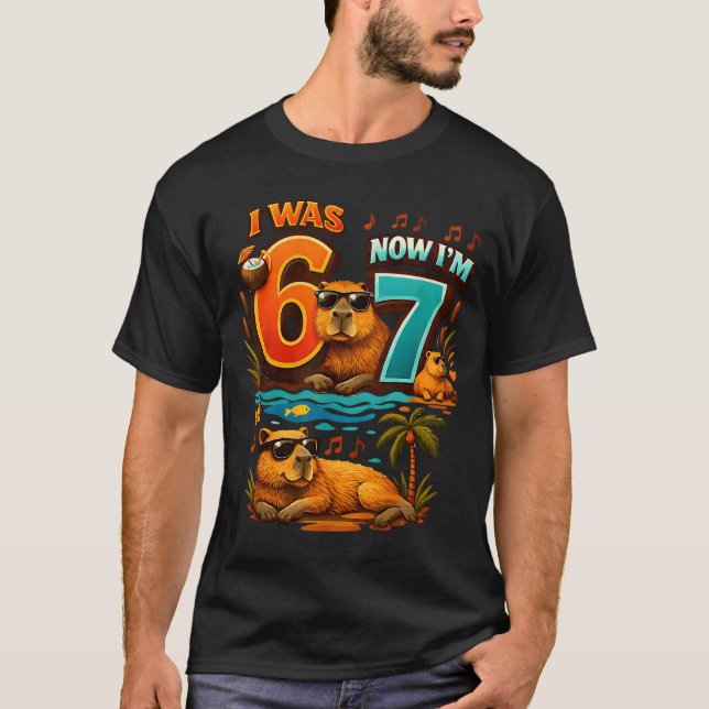 T-shirt C'était six sept 6 7 capybara 67 mème 7ème anniver (Devant)