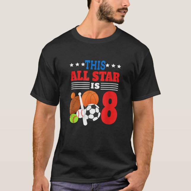 T-shirt Cette All Star est huit drôle 8e Anniversaire Spor (Devant)