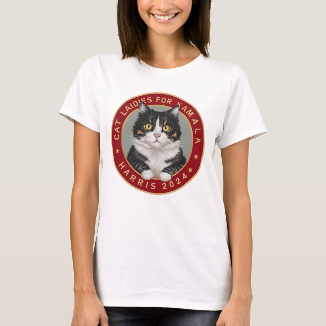 T-shirt Cette chatte sans enfants pour Kamala (Devant)