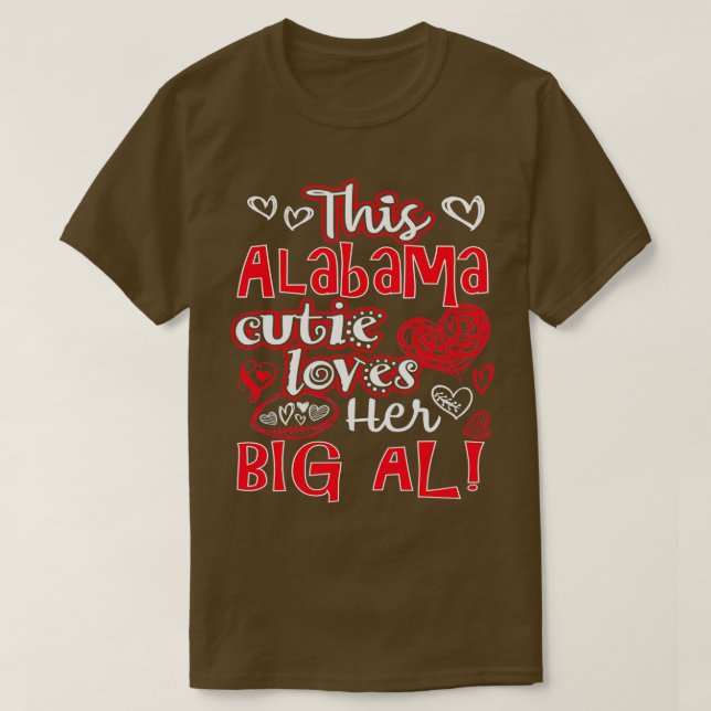 T-shirt Cette Cutie De L'Alabama Aime Son Big Al Fun Footb (Design devant)