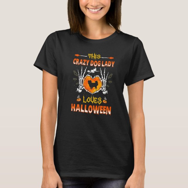 T-shirt Cette dame de chien fou aime Halloween (Devant)