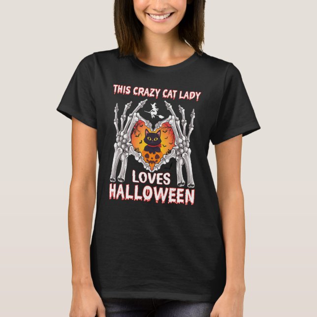 T-shirt Cette dame folle adore Halloween (Devant)