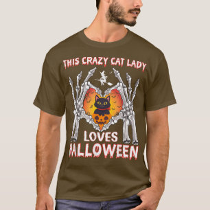 T-shirt Cette Dingue Chat Lady Aime Le Costume D'Halloween