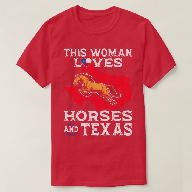 T-shirt Cette Femme Aime Les Chevaux Texas (Design devant)