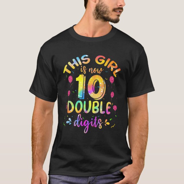 T-shirt Cette Fille 10E Anniversaire Teinture Double Chiff (Devant)