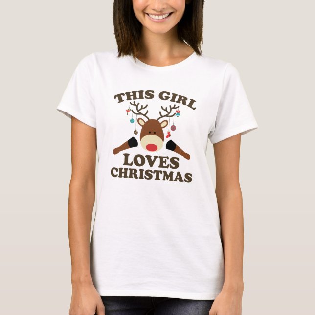 T-shirt Cette fille adore Noël (Devant)