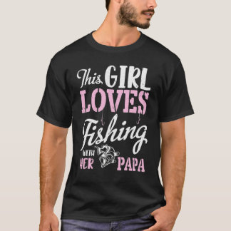 T-shirt Cette fille adore pêcher avec son grand-père Papa
