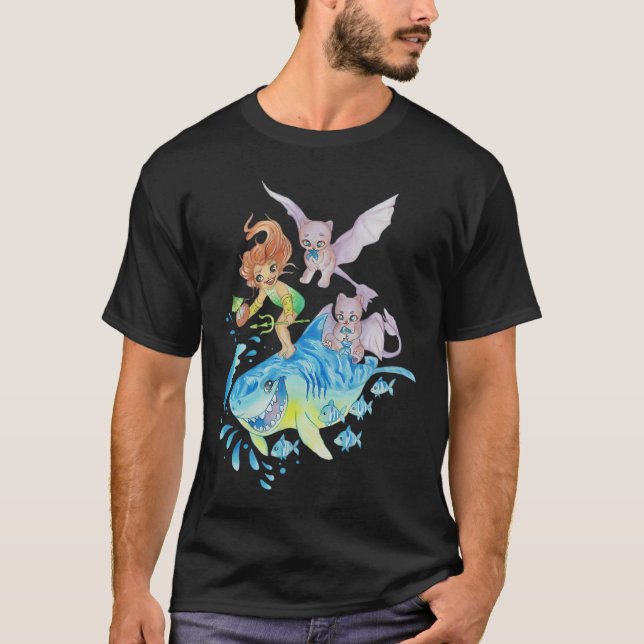T-shirt cette fille adore pêcher avec son père (Devant)