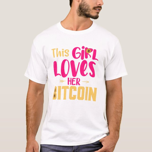 T-shirt Cette Fille adore son Bitcoin Crypto Devise Dames (Devant)