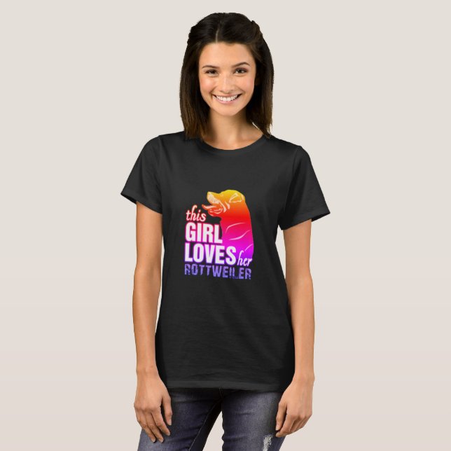 T-shirt Cette fille adore son Rottweiler (Devant entier)