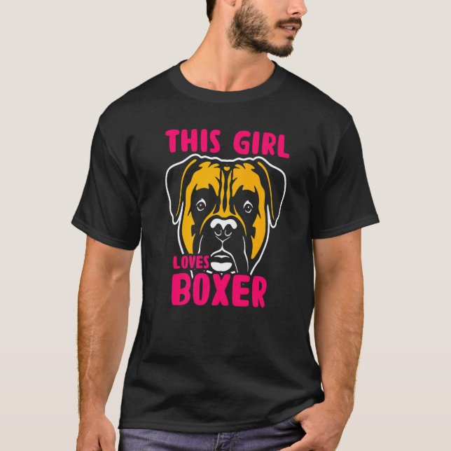 T-shirt Cette Fille Aime Boxer Cute Boxer Chien (Devant)