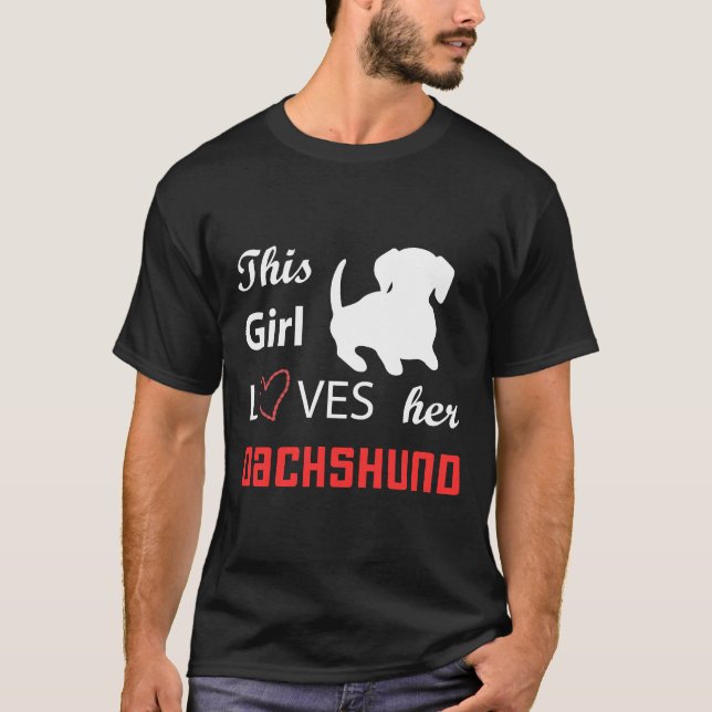 T-shirt Cette fille aime Dachshund (Devant)