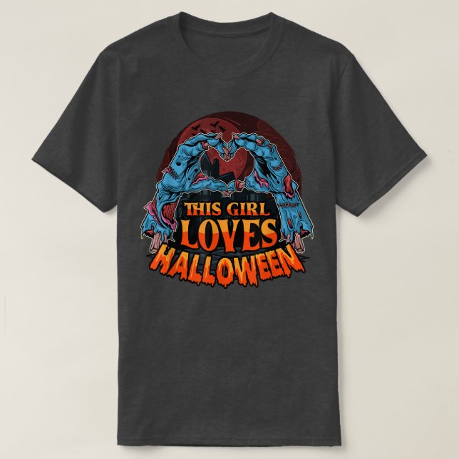 T-shirt Cette Fille Aime Halloween Costume Lazy Zombie Mai (Design devant)