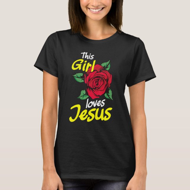 T-shirt Cette fille aime Jésus chrétien (Devant)