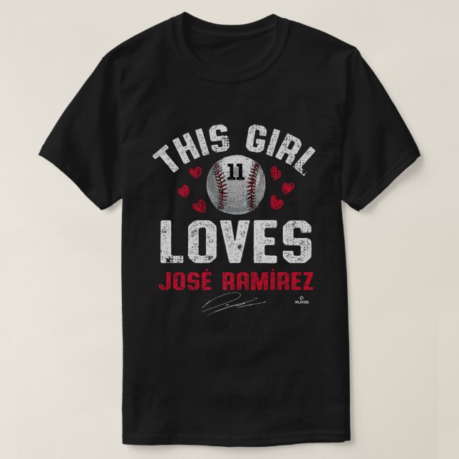 T-shirt Cette fille aime Jose Ramirez Cleveland MLBPA (Design devant)