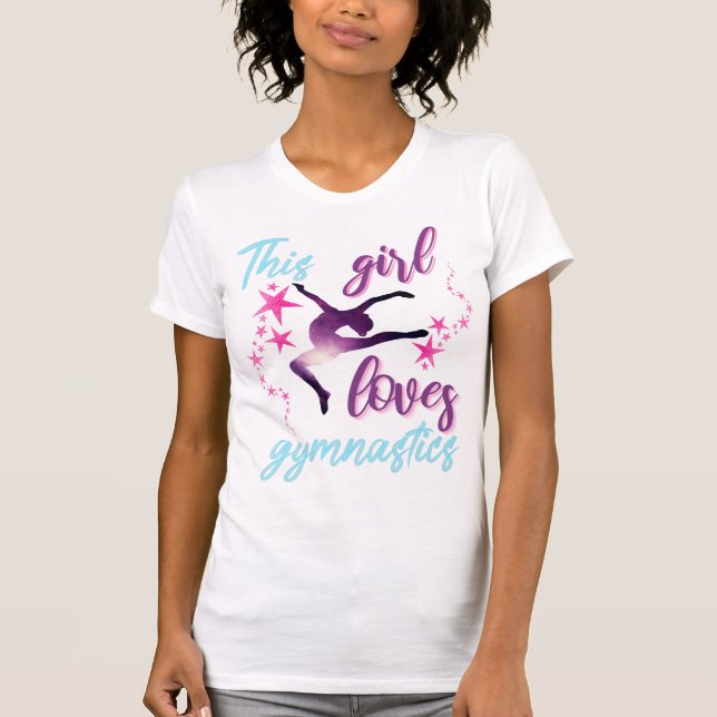 T-shirt Cette Fille Aime La Gymnastique Étoiles Leap (Devant)