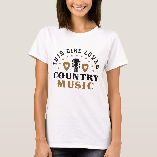T-shirt Cette Fille Aime La Musique Country (Devant)