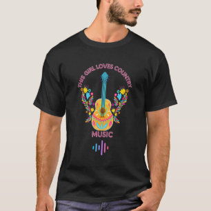 T-shirt Cette Fille Aime La Musique Country Chapeau Wester
