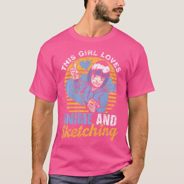 T-shirt Cette Fille Aime L'Anime Et Sketching Sketch Lover (Devant)