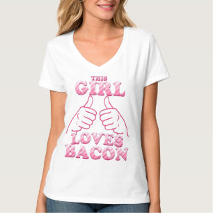 T-shirt Cette FILLE aime le bacon en rose