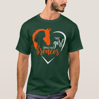 T-shirt Cette fille aime les Broncos Citation mignonne Cad