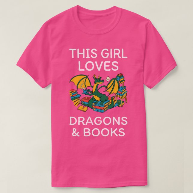 T-shirt Cette Fille Aime Les Dragons Et Les Livres I (Design devant)
